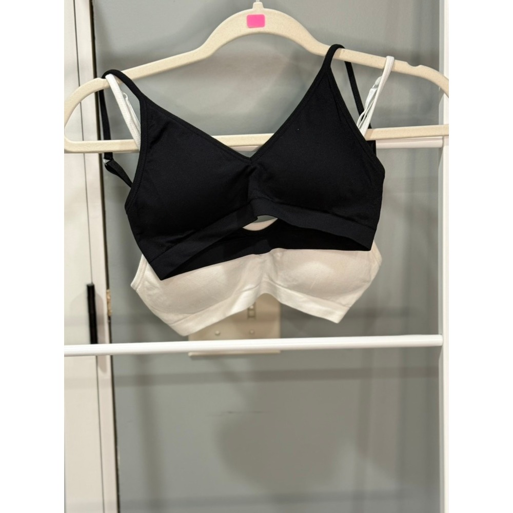 Anemone 2 Pack Seamless Bralettes Black White One Size ANE04 Adjustable Straps
